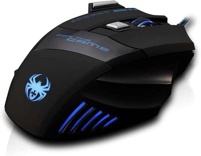 AFUNTA Zelotes Ergonomic 7200 DPI LED Optical Wired Gaming Mouse Mice 7 Buttons Compatible Mac Pro Gamer PC Laptop Desktop Notebook-Black Black(T80)