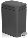 rejomiik Small Bathroom Trash Can with Lid Slim Soft Close Garbage Can Step Wastebasket Container Trash Bin for Office Bedroom Kitchen Living Room (2.6 Gallon Dark Gray)