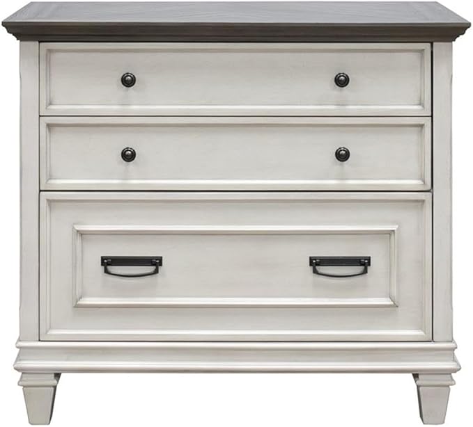 BOWERY HILL Set of 3 Credenza Office Desk & Bookcase with Doors & File Cabinet