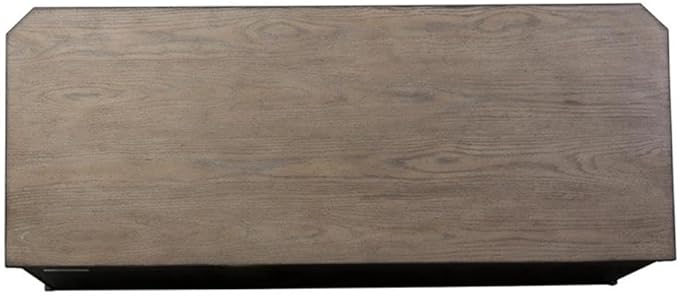 BOWERY HILL Traditional Wood 3-Piece Desk and Hutch Set, Heathered Taupe Finish, 60x28x30 in Desk, Rubberwood and Cathedral White Oak Veneers, Antique Brass Hardware, Elegant Office Furniture for