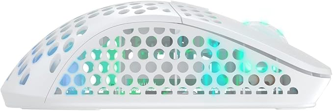 Xtrfy M4 Wireless, Wireless Ultra-Light Gaming Mouse, Optimised for E-Sports, 2.4 GHz, RF RGB Lighting, Adaptable Ergonomic Right-Handed Mouse, Rechargeable, White