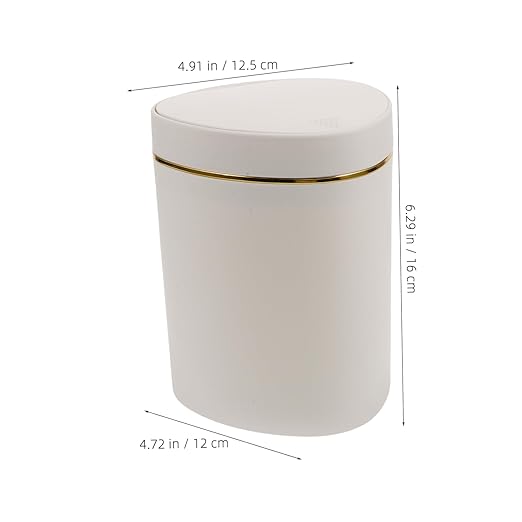 Garneck Slim Desktop Trash Can Push Lid Small Garbage Bin Countertop Waste Container Office Trash Can Portable