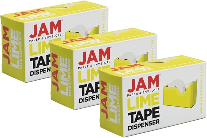 JAM PAPER Colorful Desk Tape Dispensers - Green - 3/Pack