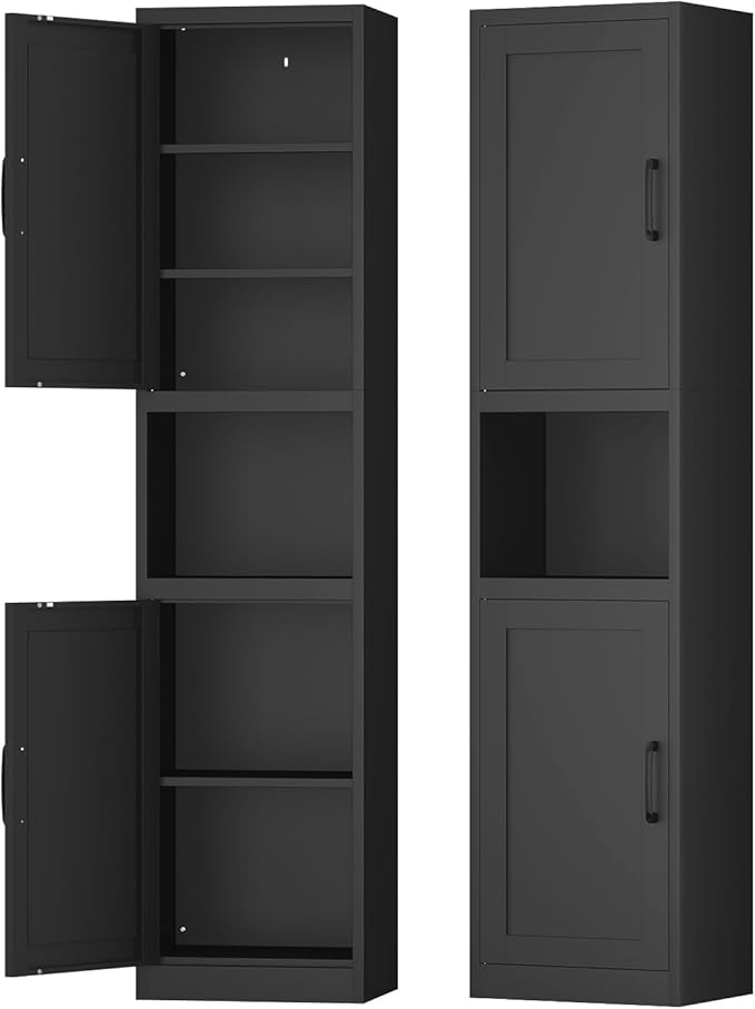 Tall Narrow Bathroom Storage Cabinet - Metal Pantry Cabinet, Slim Cabinet for Small Spaces, Bathroom, Kitchen