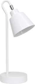 Simple Designs LD1079-WHT 16" Sleek Essentials Metal Looped Desk Task Lamp with Adjustable Shade, for Office, Desk, Nightstand, Dorm, White