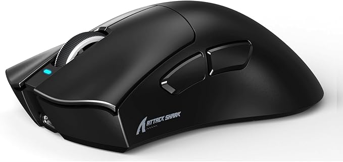 MAMBASNAKE ATTACKSHARK V3 Wireless Gaming Mouse,Adjustable 25K DPI PAW3311 Optical Sensor,Ergonomic 62g Lightweight 5 Programmable Buttons 500mAH Battery,2.4G/BT/USB-C Wired for PC/Mac-Black