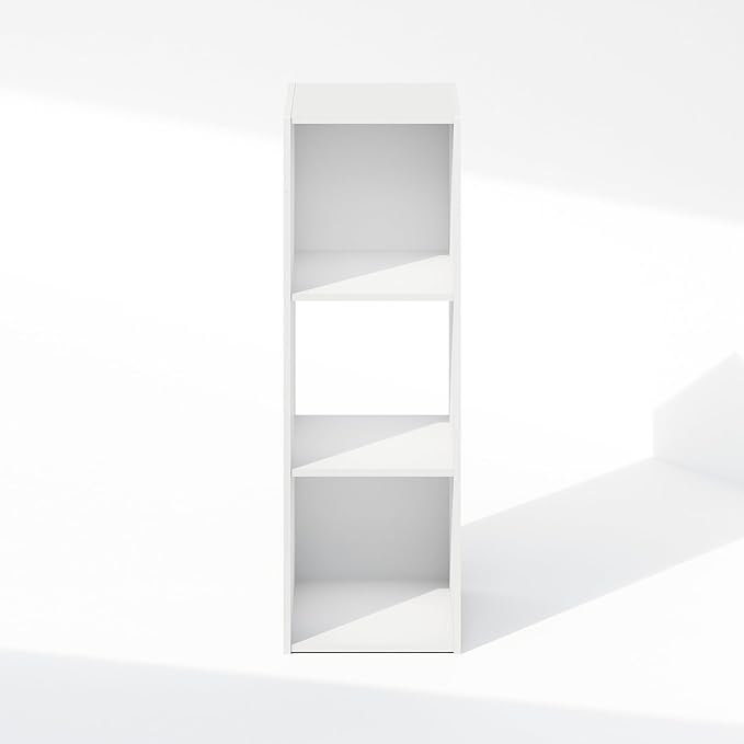 Furinno PELLI Book Shelf, 3-Cube Bookshelf, Cube Storage Organizer Bookcase, 11.7 x 12.1 x 35.4, for Living Room, Bedroom, Home Office, White