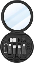 Multi USB Traveling Adapter Case Including Type C to iOS,Ejector pin, Micro-USB, USB,12in Type C Cable up to 60W PD, Fast Charging, and SIM Card Slot with Mirror.