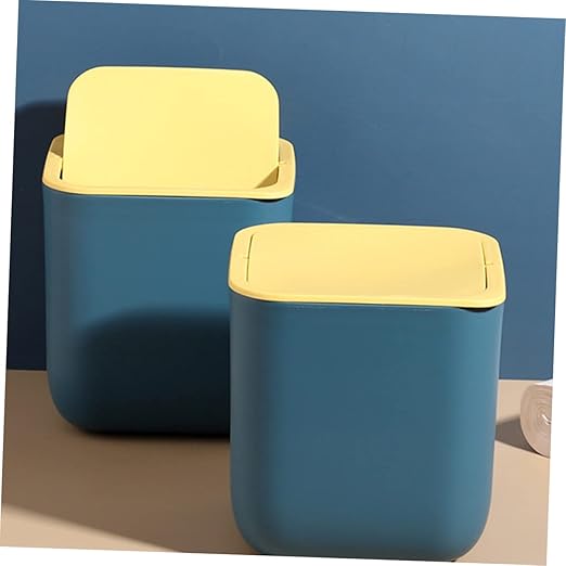 Holibanna Slim Garbage Bin Mini Trash Can Lid Desktop Waste Paper Can Plastic Ash-bin for Spaces Office Kitchen