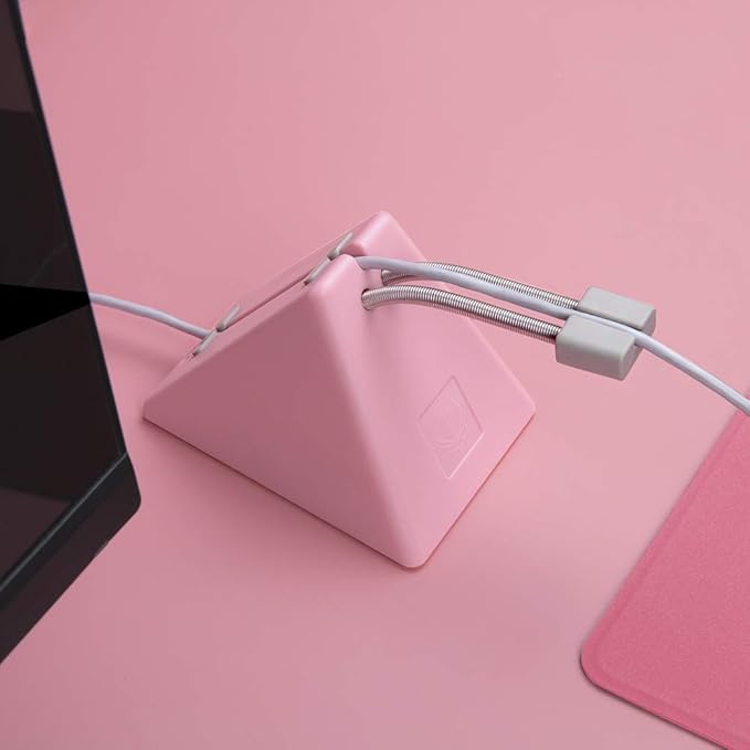 HOTLINEGAMES Mouse Bungee Mouse Cord Clip Cord Management System Fixer Holder for Esports FPS Game (3.0 Pink)