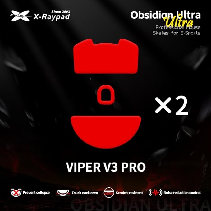 X-Raypad Jade & Obsidian Ultra Series Mouse Skates (Obsidian Ultra, fits Viper V3 Pro)