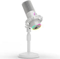 BASN USB/XLR Dynamic Microphone for Podcasting, Live Streaming, Gaming Recording with RGB Mute Button, Headphone Monitoring and MIC Stand (White) SL2000