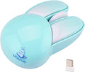 Lomiluskr Cute Bunny Wireless Mouse, Lightweight Soundless Mice, 2.4G Wireless Mice, Candy Colors, Kawaii Rabbit Mouse for Girls and Kids (Blue Bunny)