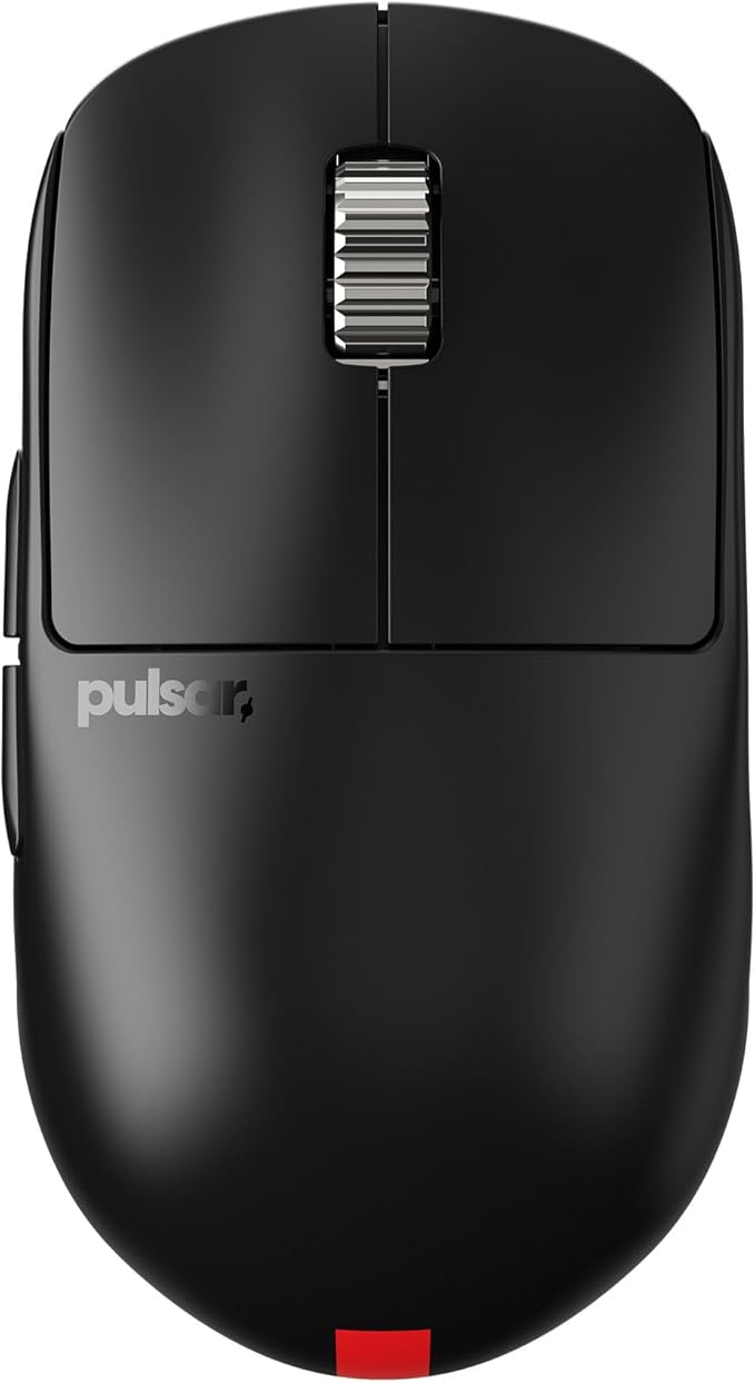 Pulsar Gaming Gears - X2H eS Wireless Gaming Mouse, Symmetrical, Optical Switch, OLED Display, Driverless, PAW3395 Sensor, 100H Battery, 4K dongle Included (Medium, Black) (Renewed)