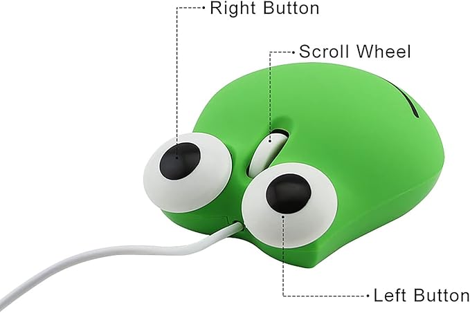 Sokelinn-six Wired Cute Mouse, USB Wired Mause for Kids with Lovely Cartoon Shaped, 1600PDI 3 Buttons Ergonomic Mini Mice for PC Laptop Desktop (Green Frog)