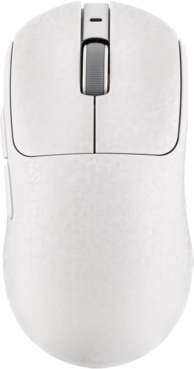 MechLands AJAZZ AJ199 Lightweight Gaming Mouse with Carbon Fiber Shell, 2.4G/USB-C/BT Wireless Mouse with 500mAh Battery, Adjustable 12,000 DPI & 1KHz Polling, PAW3311 Sensor for PC/Mac/Gaming (White)
