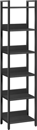 MAHANCRIS Bookshelf, 6-Tier Bookcase, Standing Book Shelf for Small Space, Storage Shelf Organizer, for Living Room, Bedroom, Study, Balcony, Black BKHB6601