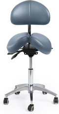 Saddle Stool with Wheels,Rolling Stool with Back Support&Split Seats,Ergonomic Stool Saddle Stool for Hair Stylist for Dentist Salon Tattoo(Grey)