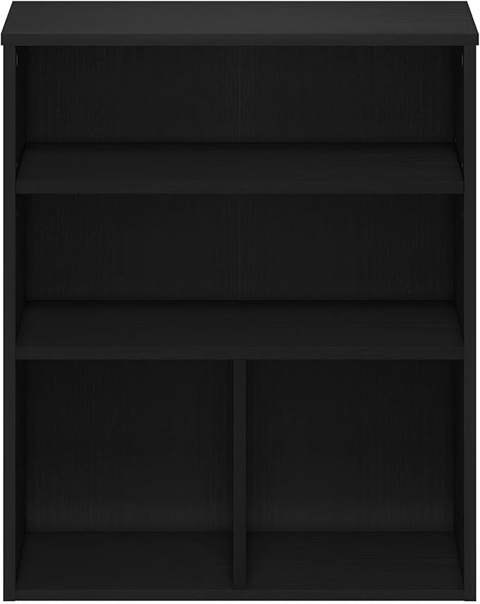 Furinno PASIR Book Shelf, 3-Tier Display Bookshelf with Adjustable Shelf, Cube Storage Bookcase, 11.8 x 23.6 x 28.2, for Living Room, Bedroom, Home Office, Black Oak