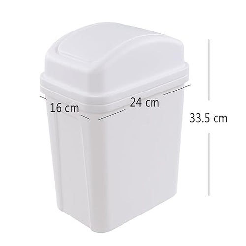1-Pack 1.8 Gallon Plastic Swing Lidded Trash Can, Small Garbage Bin, White