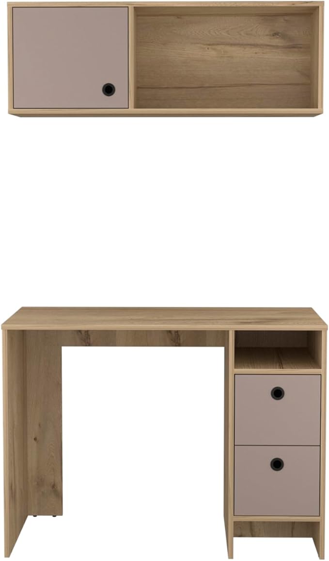 Tokyo Office Set, Three Drawers - Multicolor - Durable Office Desk with Two Drawers and Shelf - Home Office Setup - Gift-Ready