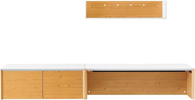 Modway EEI-6312-WHI-NAT Kinetic 49" Wall-Mount Office Desk with Cabinet and Shelf, White Natural