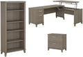 Home Square 3-Piece Set with L Desk File Cabinet & Bookcase in Ash Gray