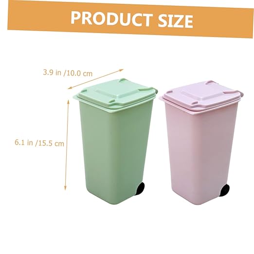 Holibanna Mini Desktop Trash Can Pen Holder Slim Garbage Can Lid Small Bin for Bedroom