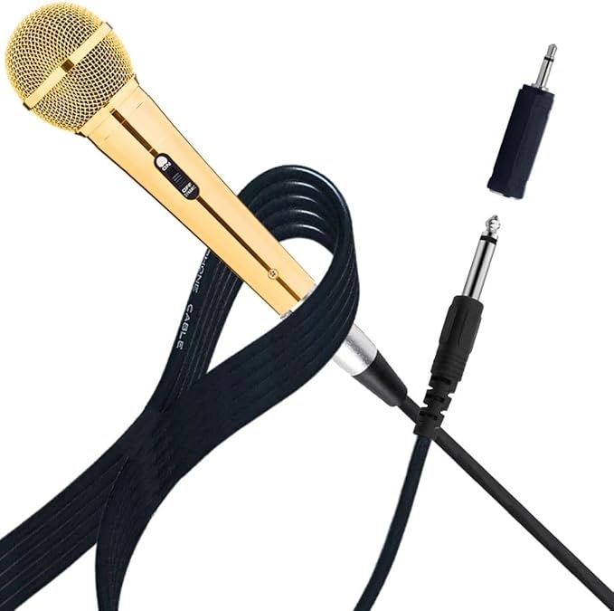 Sparkle Gold Cardioid Dynamic Vocal Wire Microphone with 10FT XLR Cable