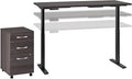 Move 60 Series by Bush Business Furniture 60W x 30D Height Adjustable Standing Desk with Storage in Storm Gray with Black Base