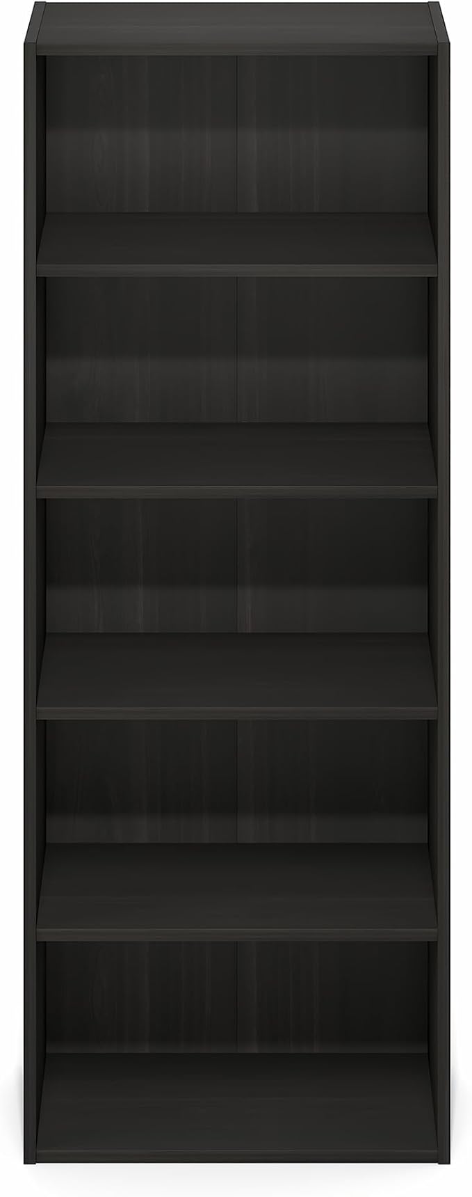 Furinno Basic Book Shelf, 5-Tier Bookshelf, Storage Organizer Bookcase with Open Shelf, 11 x 17 x 44, for Living Room, Bedroom, Home Office, Espresso
