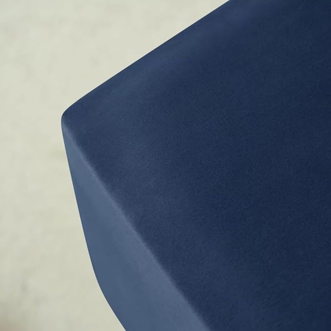 Ottoman Cover Square Velvet Ottoman Covers Protector for Footrest Foot Stool Furniture Stretch Comfortable with Elastic Bottom Small Navy