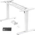 HUANUO Standing Desk Frame with 220lbs Powerful Brushless Motor, Double Crossbeam Structure, Thick Adjustable Desk Legs, for Max 35.4″ x 86.6″ Desktop, for Home Office, White Frame Only
