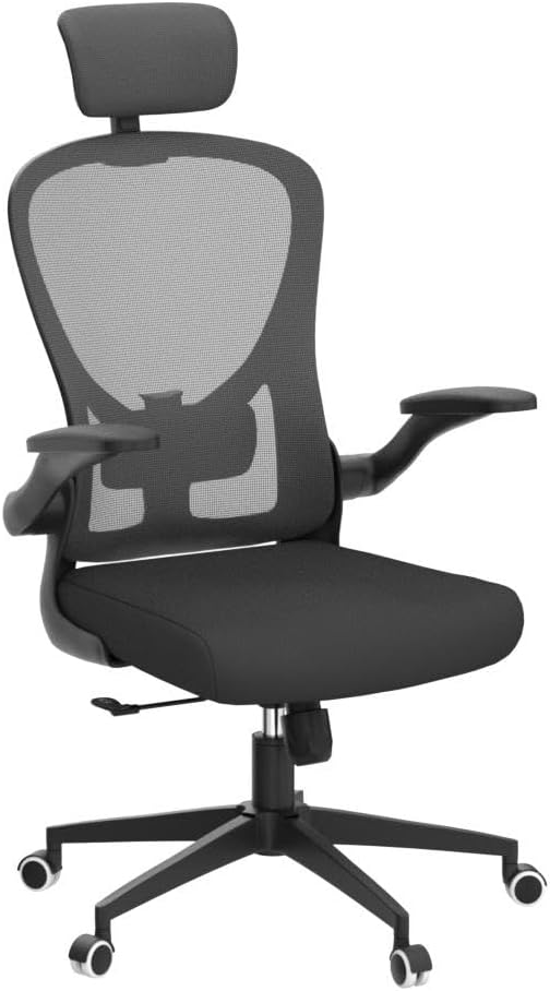 Drafting Chair, Ergonomic Tall Office Chairs for Standing Desk, Home Office Desk Chair with Lumbar Support and Adjustable Flip-up Armrests & footrest (02Black)