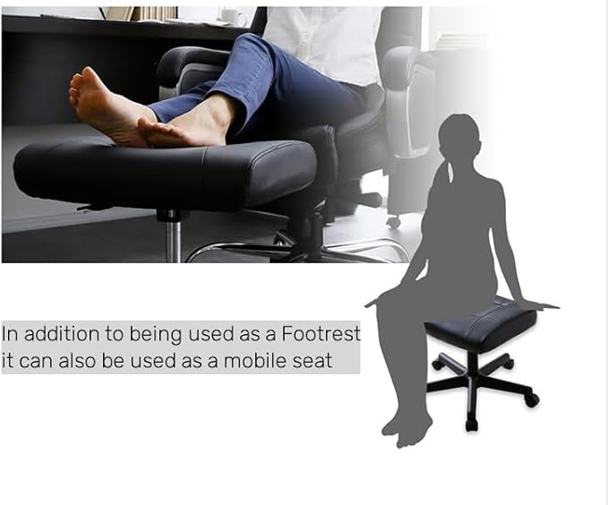 Office Footrest Stool 15.75-20"/40-51cm Height Adjust,Foot Rack Under Table,Ottoman Foot Bench w/Wheel,360° Rolling,Hydraulic Footrest w/Lockable Wheel,for Home Office Desk Foot Rack