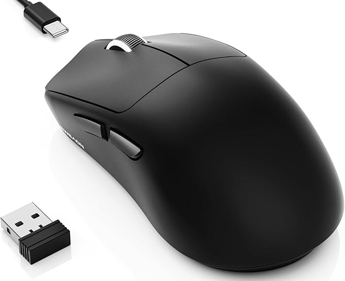 SEUNKWANG EWEAND X23 Pro Gaming Mouse, Tri-Mode 2.4G/USB-C/Bluetooth Wireless Mouse, PAW3311 Sensor, 12,000 DPI, 59g Lightweight, 1ms Ultra-Low Delay, Gaming & Computer Mouse for Laptop/PC/Mac-Black