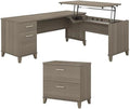 Home Square 2-Piece Set with L Desk & 2 Drawer File Cabinet in Ash Gray
