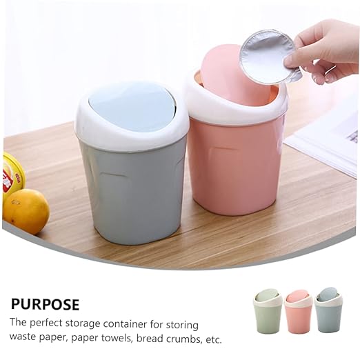KOMBIUDA 3pcs Desk Trash Can Mini Bedroom Waste Bin Slim Trash Bin for Car Home Trash Can Desktop Waste Container