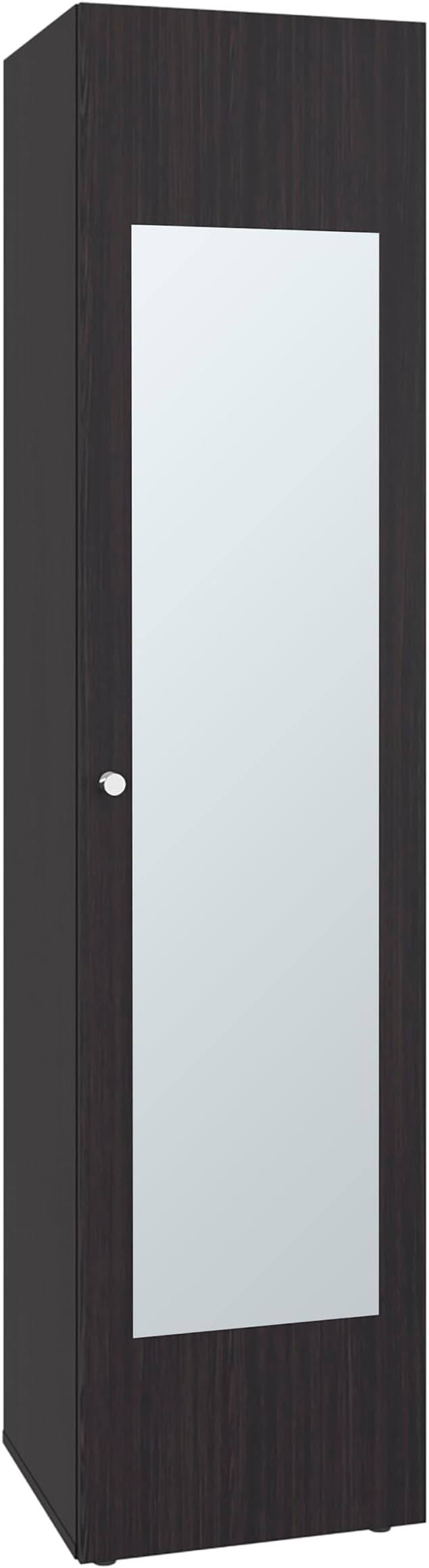 Wenge Storage Cabinet with Mirror Full-length mirror on the door enables quick outfit checks and adds functionality for daily grooming right beside stored clothing and accessories Smooth-opening doo