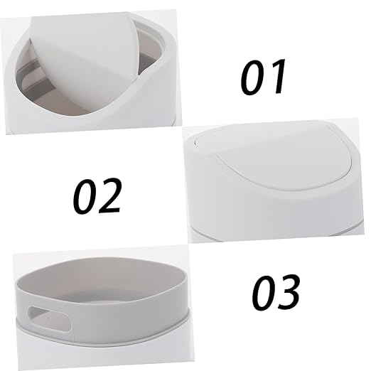 CHILDWEET Mini Flip Lid Trash Can Slim Office Desktop Trash Bin Smart Wastepaper Container
