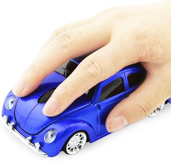 Usbkingdom 2.4GHz Wireless Mouse Cool 3D Sport Car Shaped Ergonomic Optical Cordless Mice with USB Receiver for PC Laptop Computer Notebook 1600DPI Blue