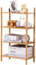 4-Tier Expandable Bamboo Desktop Organizer Shelf Kitchen Cabinet and Counter Riser Display Shelf for Top of Desk Home Office Bathroom Coffee Table Display Stand (1, Natural, 4-Tier)