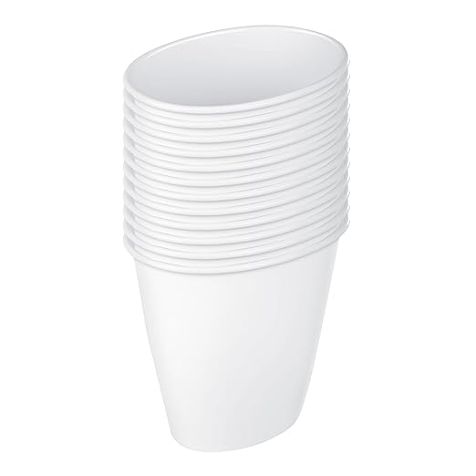 Sterilite 1.5 Gallon Oval Vanity Wastebasket, Small, Open Top Trash Can for the Bathroom, Bedroom, Dorm Room or Office, Plastic, White, 12-Pack