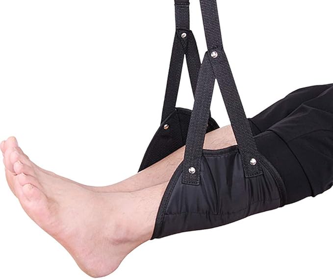 Magik 1-3 Pack Portable Foot Rest Relax Travel Hammock Carry Flight Leg Lift Pedal Adjustable Height and Length Airplane Office Bus Train Pad, Reducing Swelling and Soreness (Black, 1 Pack)