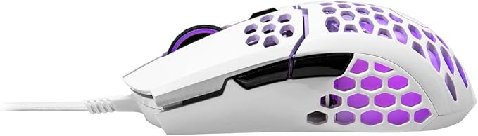 Cooler Master MM711 60G Glossy White Gaming Mouse with Lightweight Honeycomb Shell, Ultraweave Cable, 16000 DPI Optical Sensor and RGB Accents