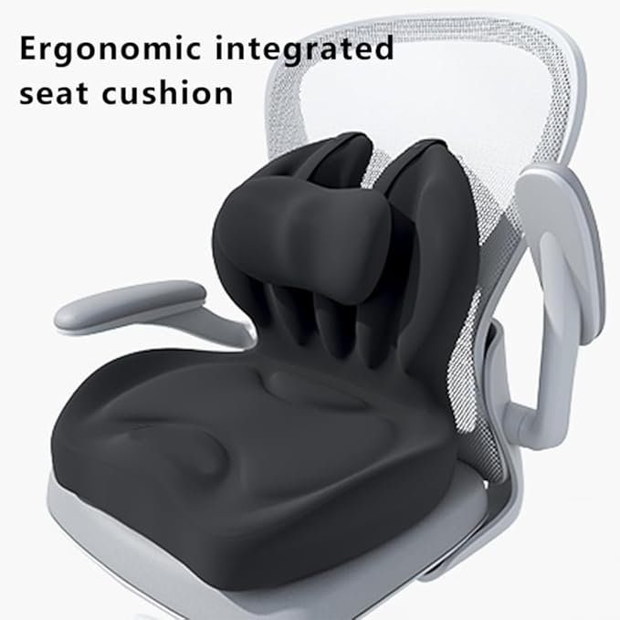 Adjustable Memory Foam Lumbar Cushion - Ergonomic Lower Back Support Pillow with Cotton Cover, Mid-Height Customizable Design for Office Chair, Car Seat, Long Sitting (Black, Large)
