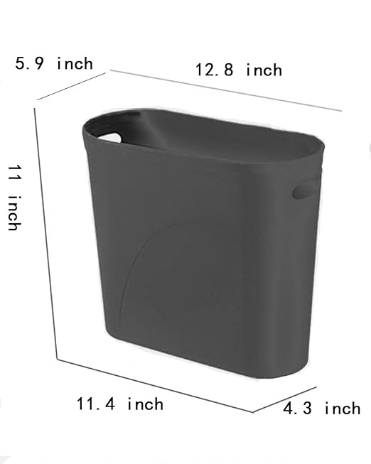 Bathroom Small Trash Can, 3 Gallon Slim Plastic, Set of 2, Grey