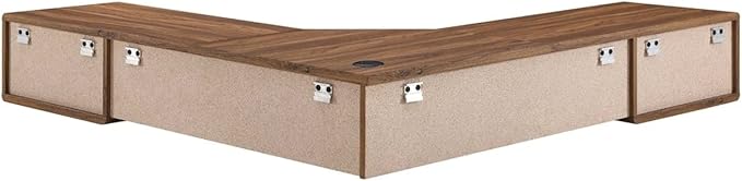 Modway EEI-5863-WAL-WHI Transmit 55" Wall Mount Corner Wood Office Desk, Walnut White