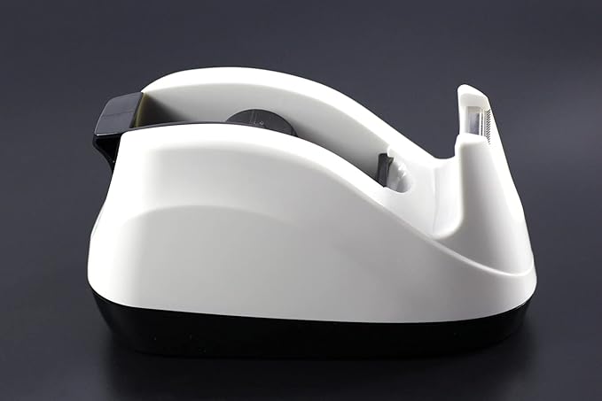 Heavy Base Nonskid Desk Tape Dispenser One-Hand Dispensing, White, 4 Pack