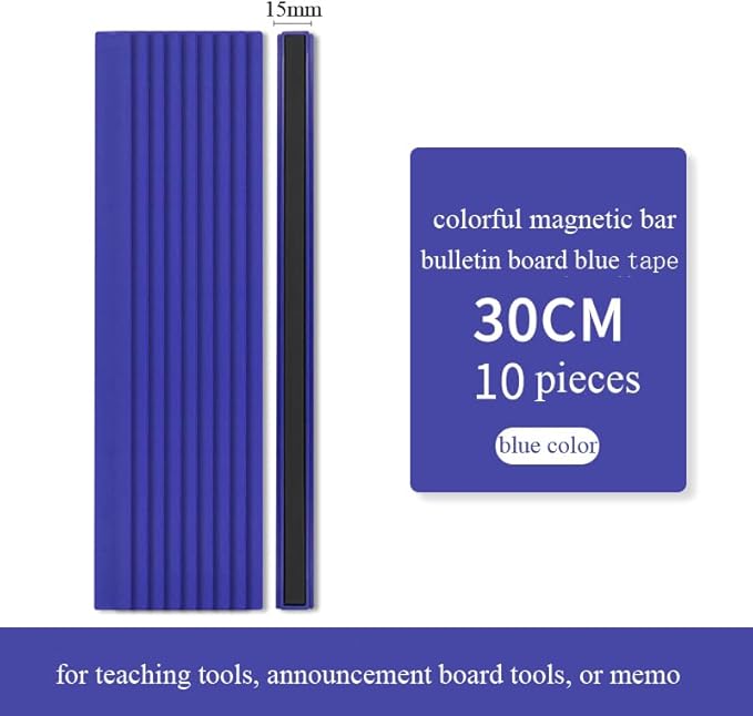 Colorful Magnetic Bar for Bulletin Board - Memo Strip Set Magnet Strip Tape, School Office Home Stationery Bar for Fridge 7.9 Inch/12inch 6 Color
